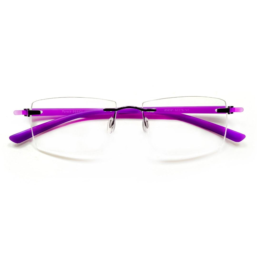 Jubleelens® Rectangular Purple Rimless Frame For Unisex