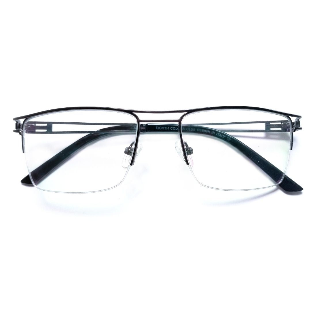 Jubleelens® Half Rim Rectangular Metal Frame