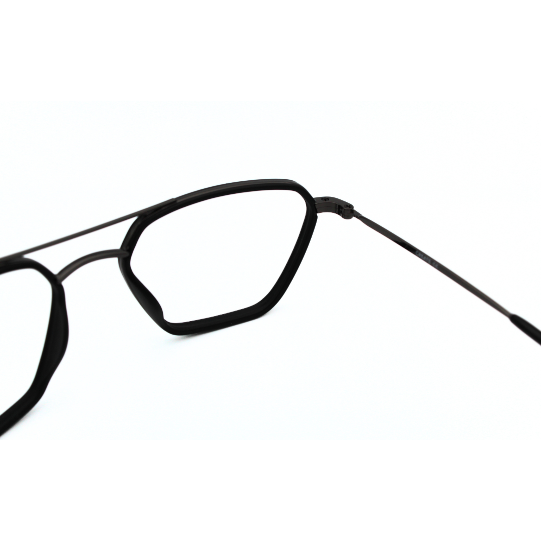 Jubleelens Triangle23005 Eyeglasses Matt Black Gunmetal Black Frames for Men and Women (Single Vision)