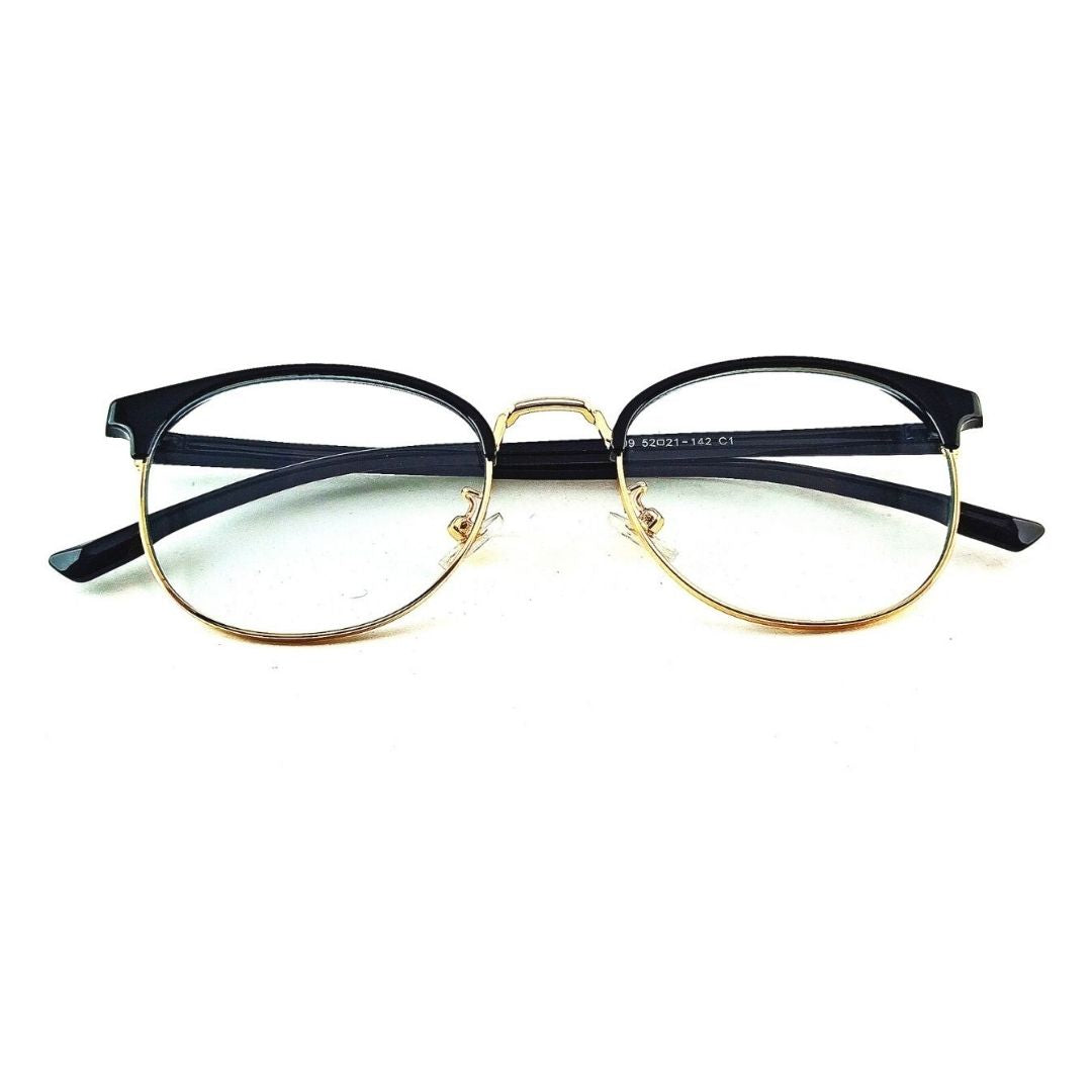 Gold Black Round Jubleelens® Frames Blue Blocker Zero Power Spectacles with for Eye Protection