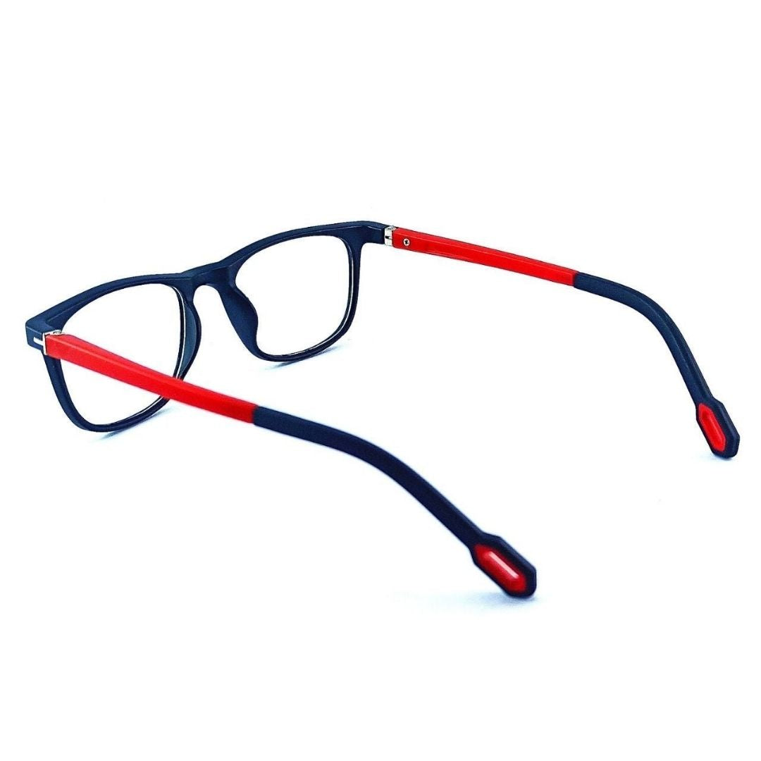 Small Black-Red Rectangular Jubleelens® Frames Kids Blue Blocker Zero Power Spectacles with for Eye Protection