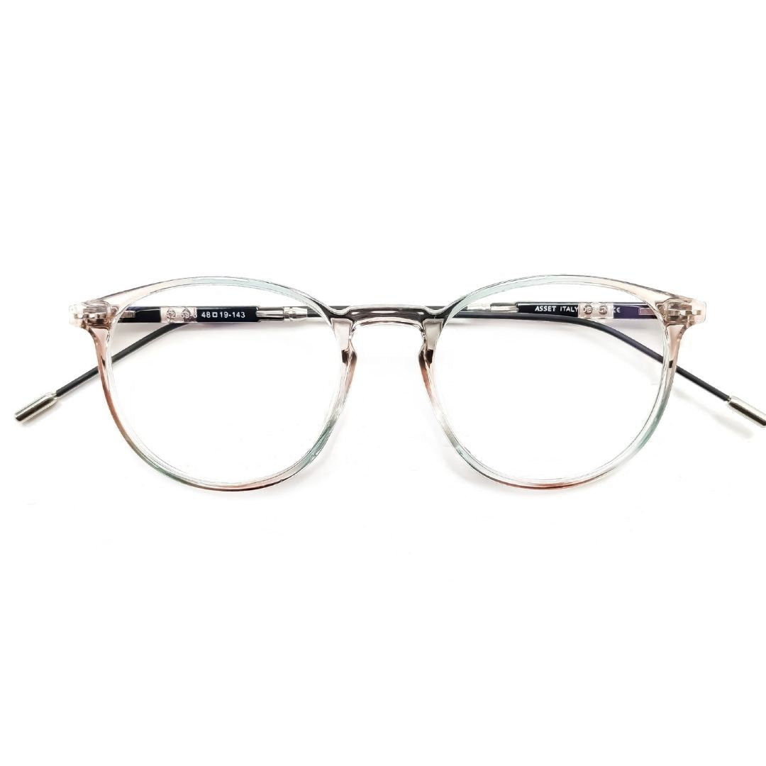 Blue Light Blocker Trendy Round Transparent Brown Eyeglasses