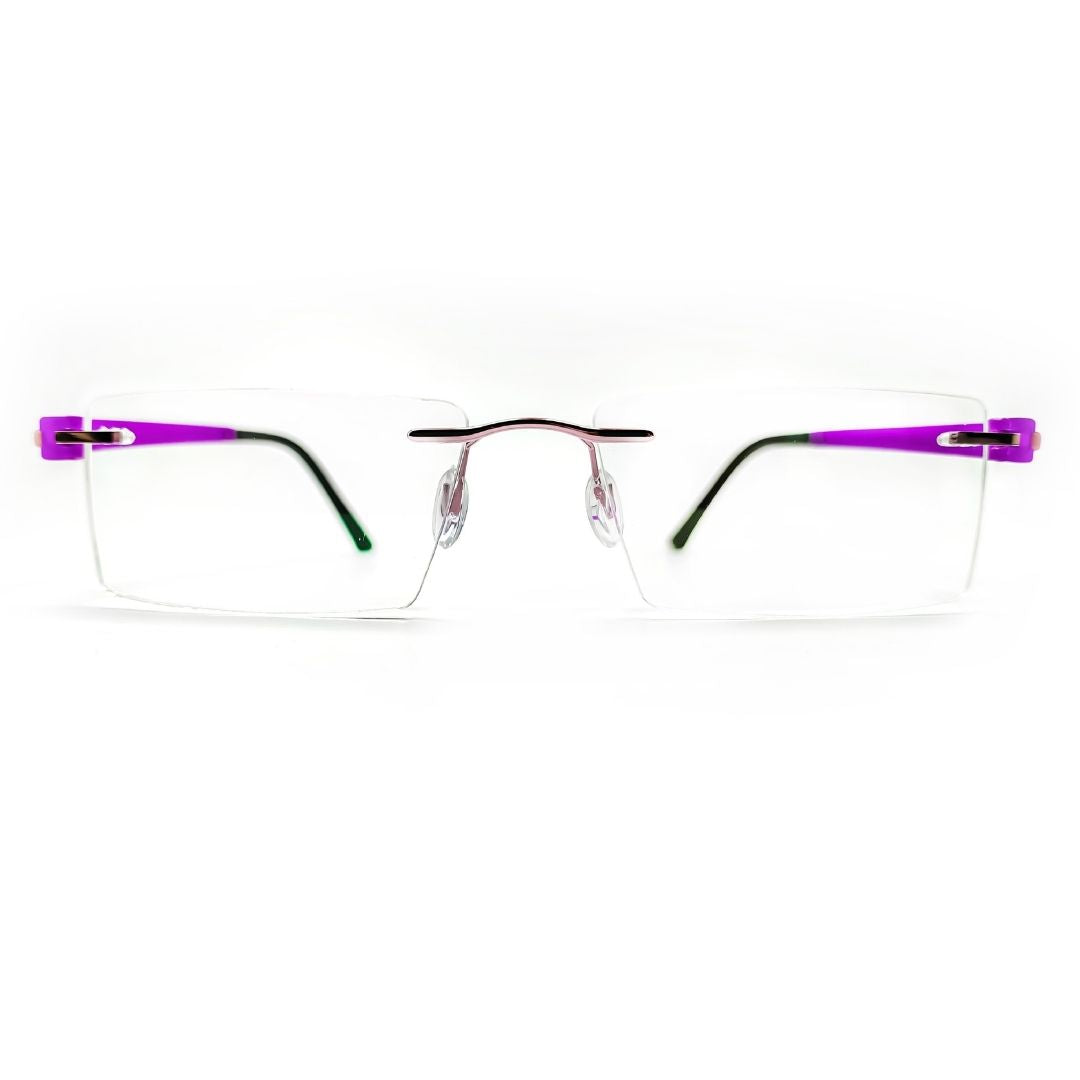 Jubleelens® Rectangular Purple Rimless Frame For Unisex