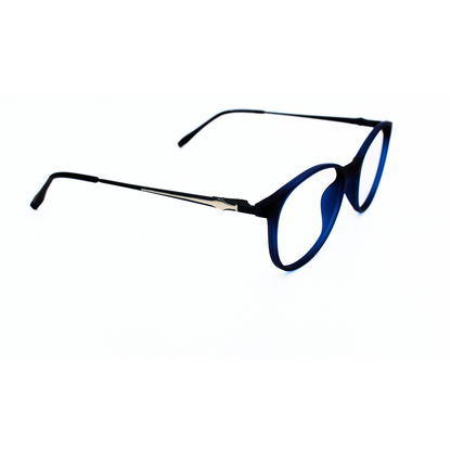 Jubleelens TR016-8 Matt Blue Silver Blue Eyeglasses For the Fashion-Conscious Individual (Single Vision)