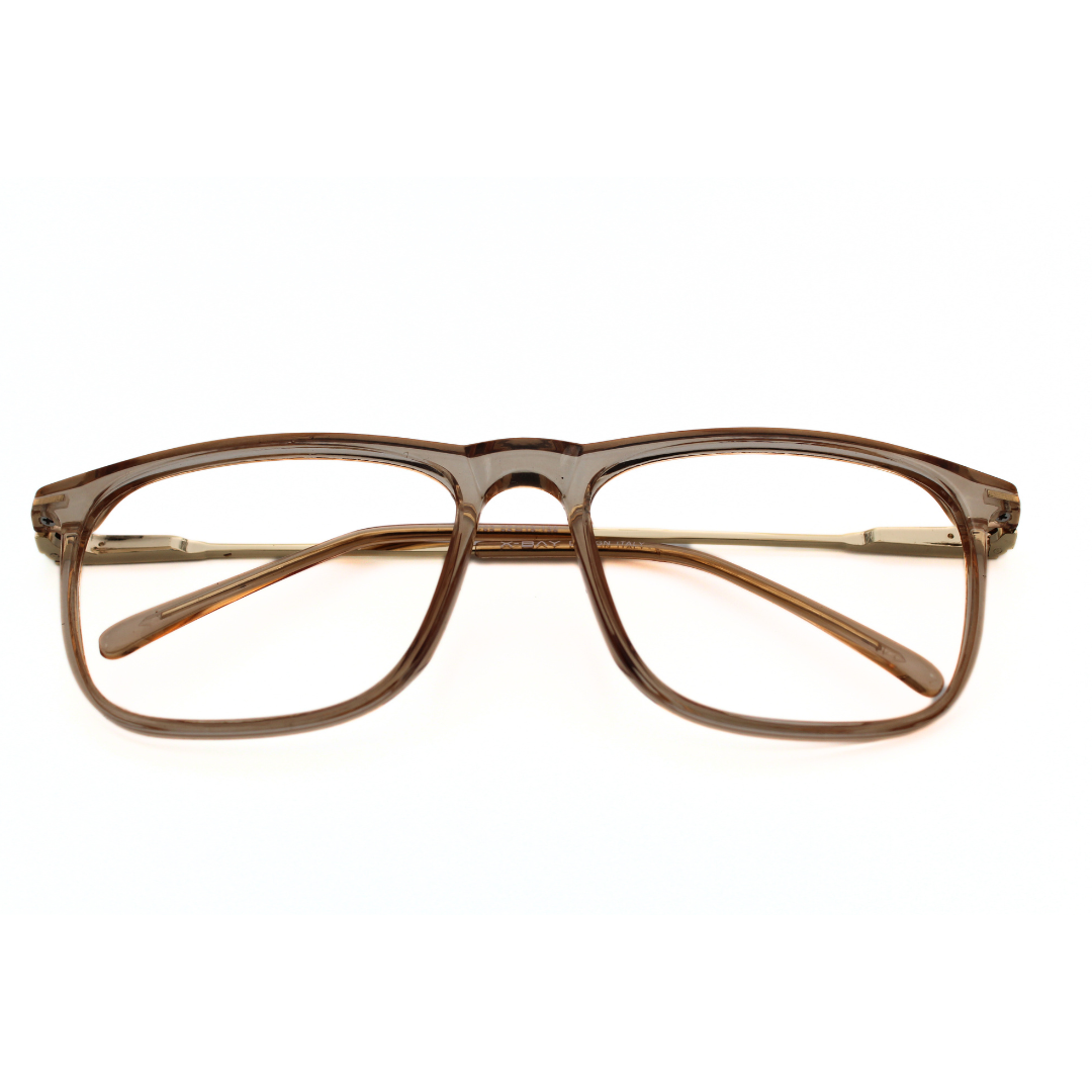 Transparent Brown Color Rectangle Eyeglass Frames -Suitable for Unisex Model No. 126703 (Single Vision)