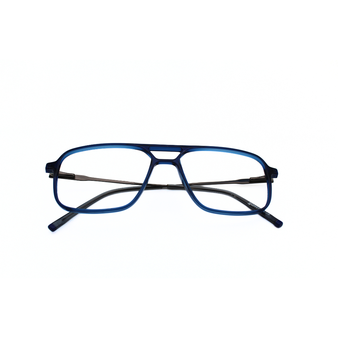 Jubleelens Fashionable Rectangular Eyeglasses - Glossy Blue 220805 (Single Vision)