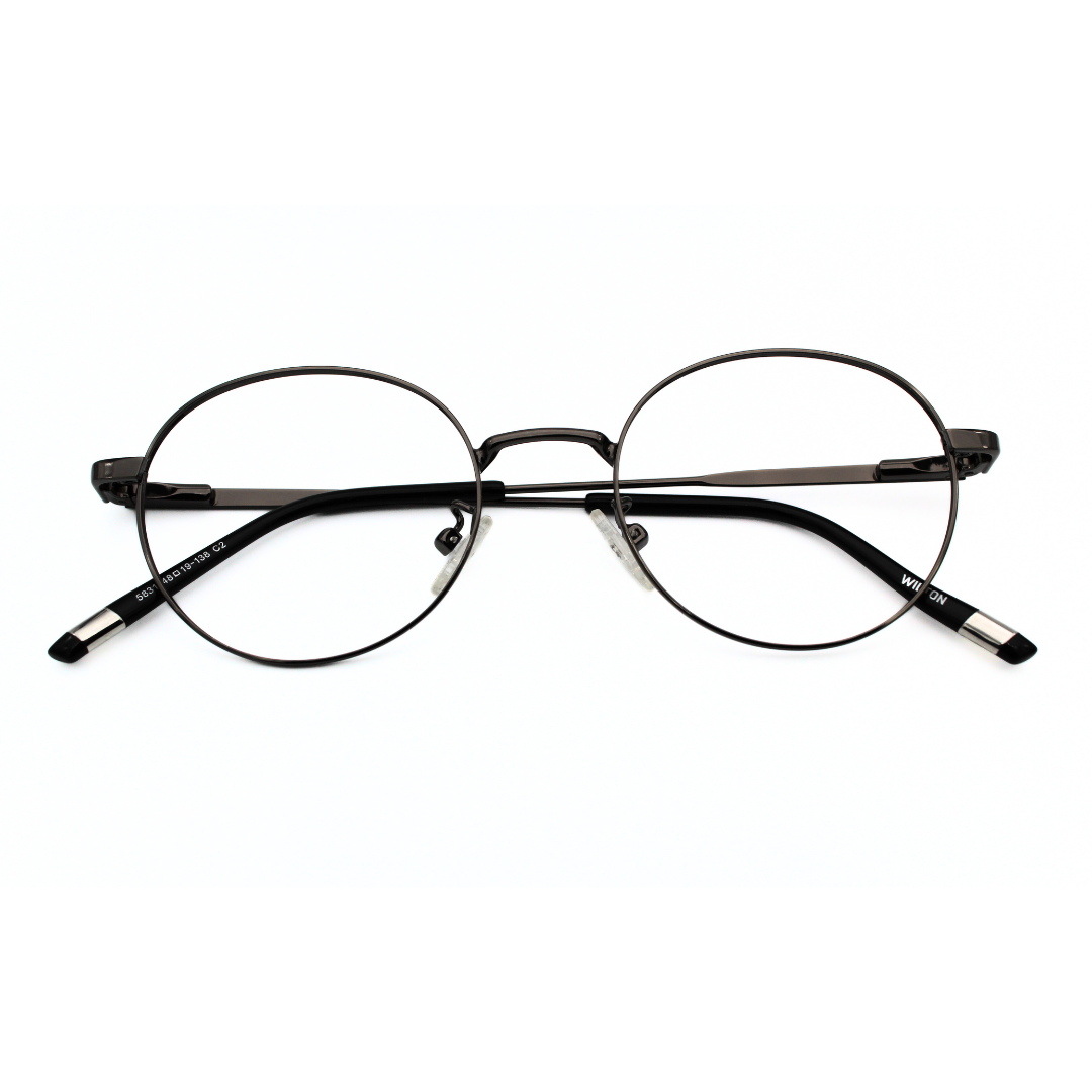 Jubleen's Frame Fancy Metal Round Eye Glass 5831 Round Gunmetal - Gunmetal Black Elevate Your Look with These Stylish Round Frames (Single Vision)
