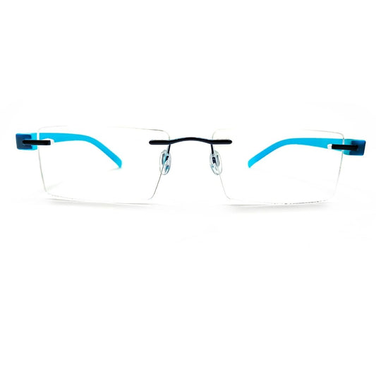 Jubleelens® Rectangular Cyan Rimless Frame For Unisex